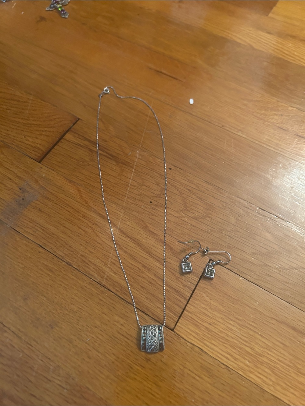 Brighton Silver-Tone Filigree Pendant Necklace with Matching Earrings